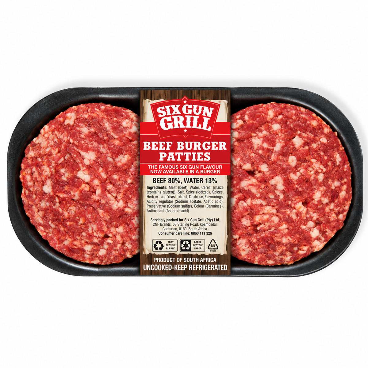 BEEF SIX GUN BURGER PATTIES