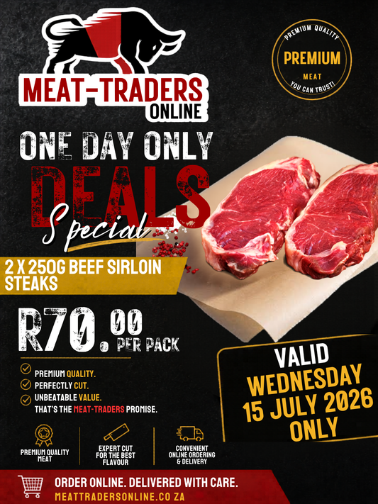 R70 DEALS - 2 x 250G BEEF SIRLOIN STEAKS