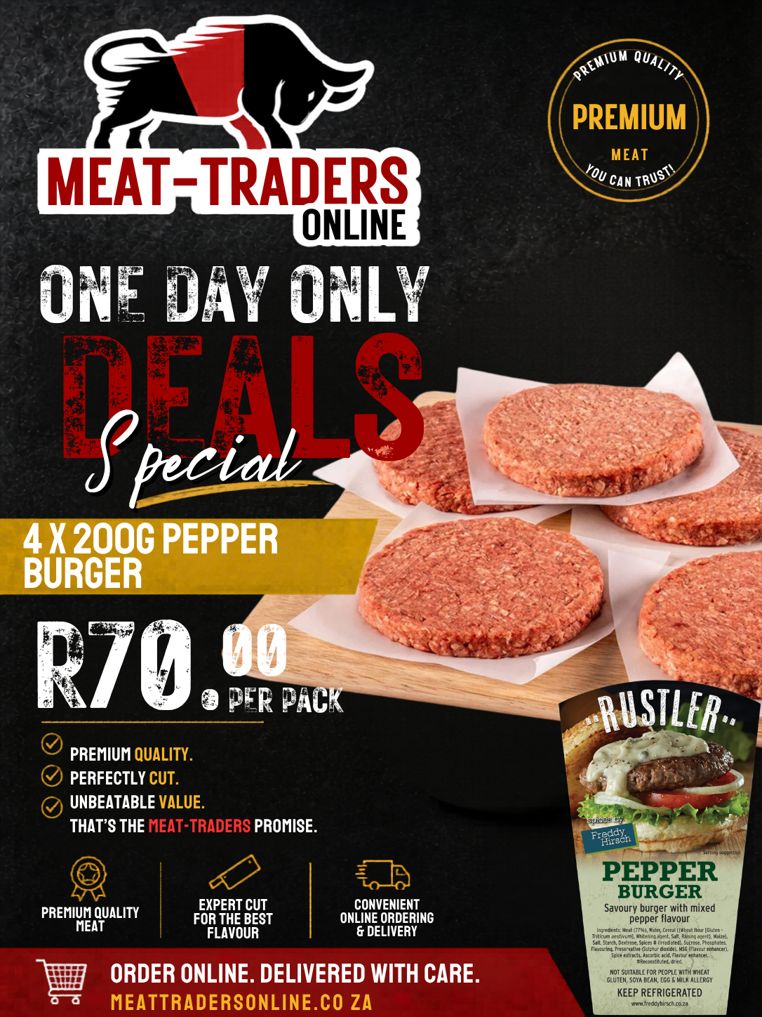 R70 DEALS - 4 X 200G PEPPER BURGERS
