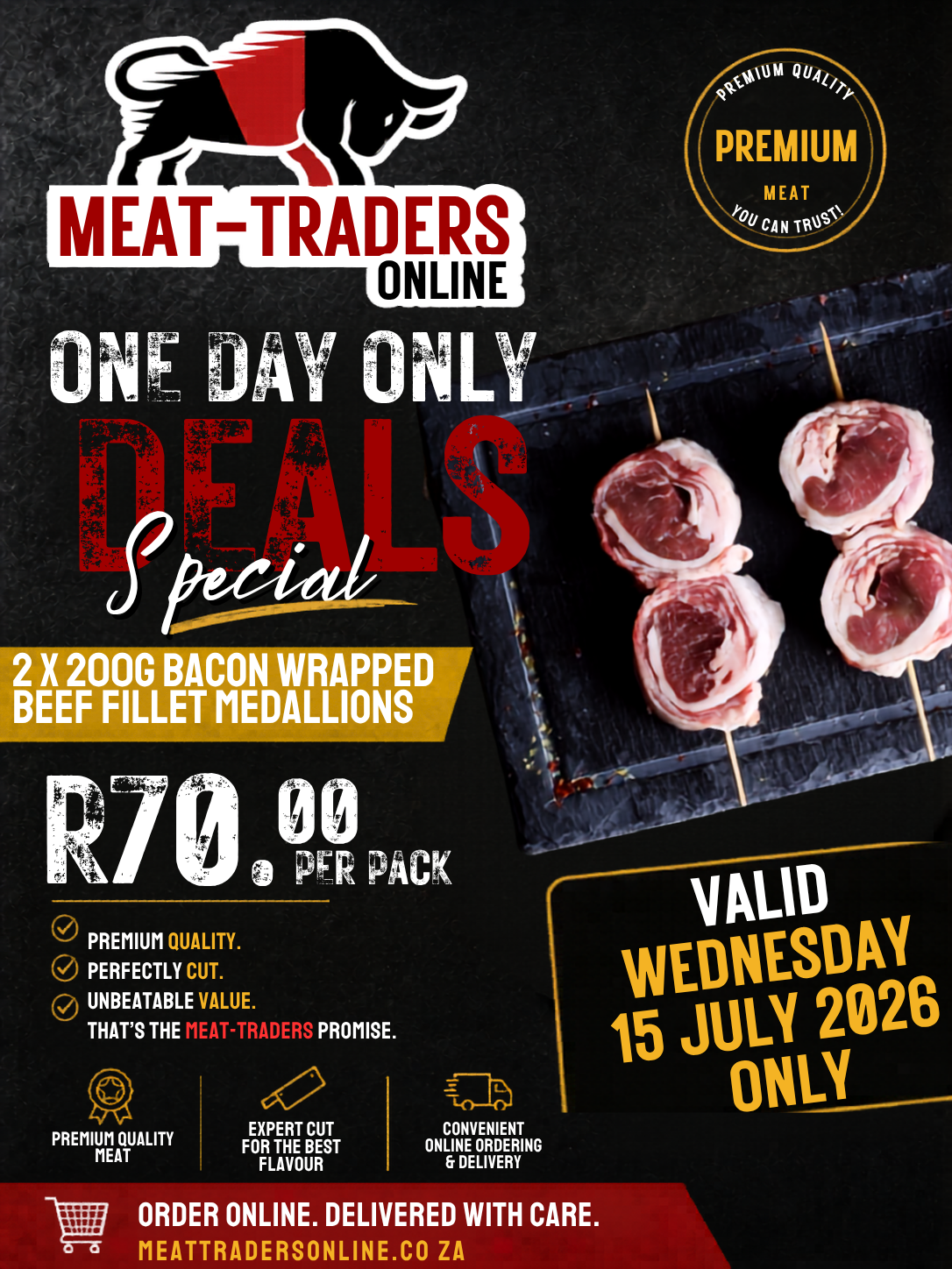 R70 DEALS - 2 X 200G BACON WRAPPED BEEF FILLET MEDALLIONS