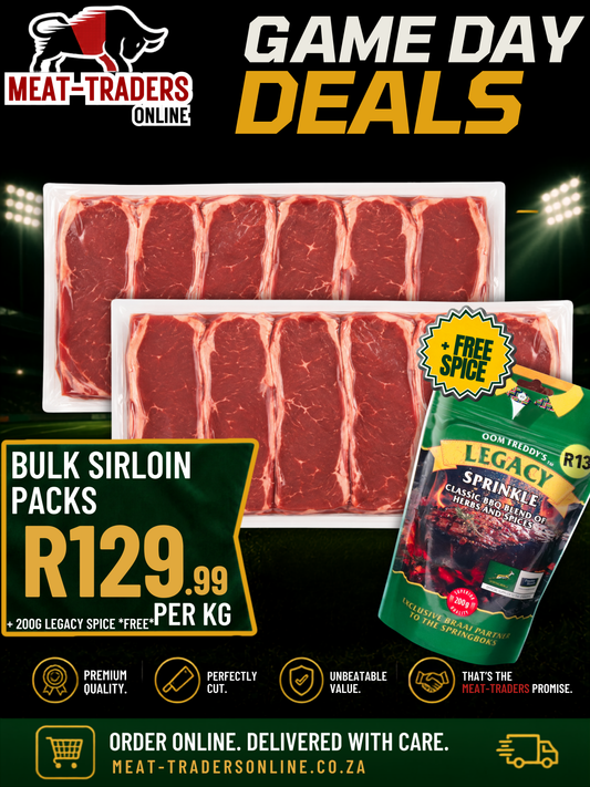 BEEF SIRLOIN STEAKS + FREE LEGACY 200G SPICE