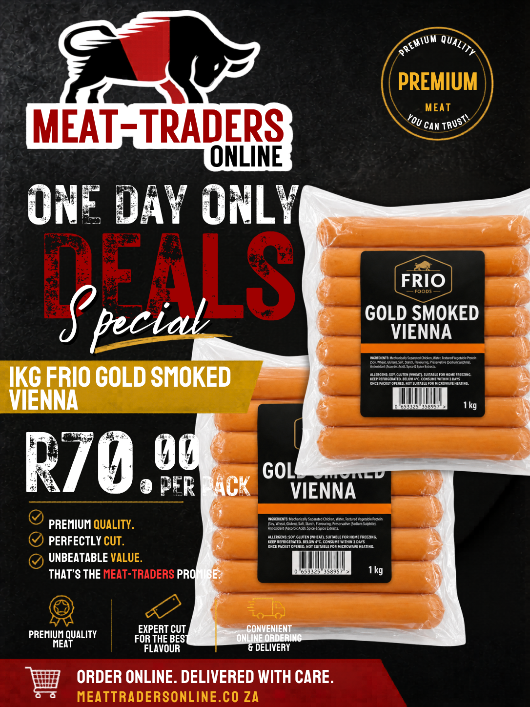R70 DEALS - 1KG FRIO GOLD SMOKED VIENNA